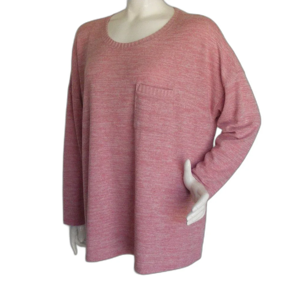 TORRID Sweater, 2/2X, Pink Space Dye, Pullover, Long sleeves, Pocket, Rayon